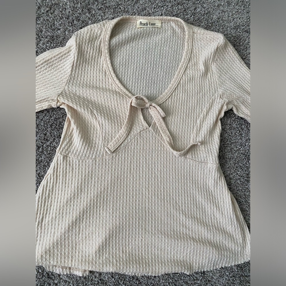 Peach Love Fitted Cream Blouse